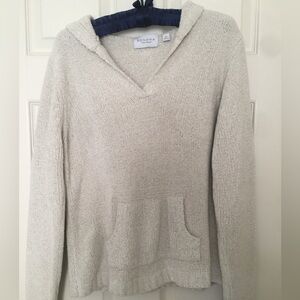 Sonoma Beige V-Neck Knit Sweater with Hoodie